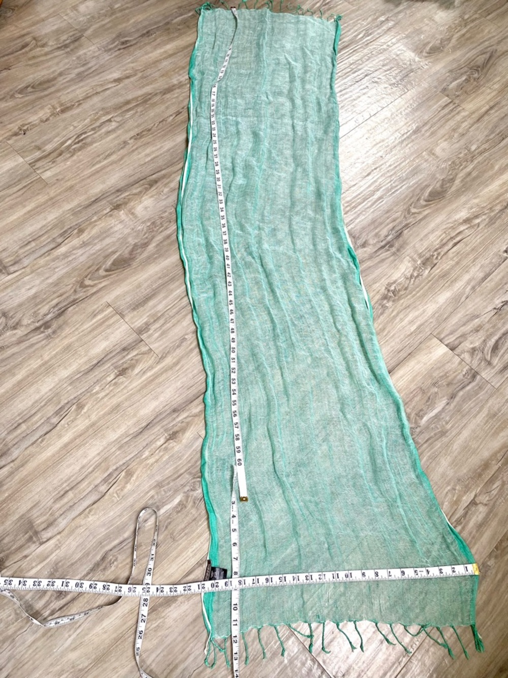 Dreamy Aqua LINEN scarf/wrap w resort vacay beach ocean vibe - Picture 6 of 15